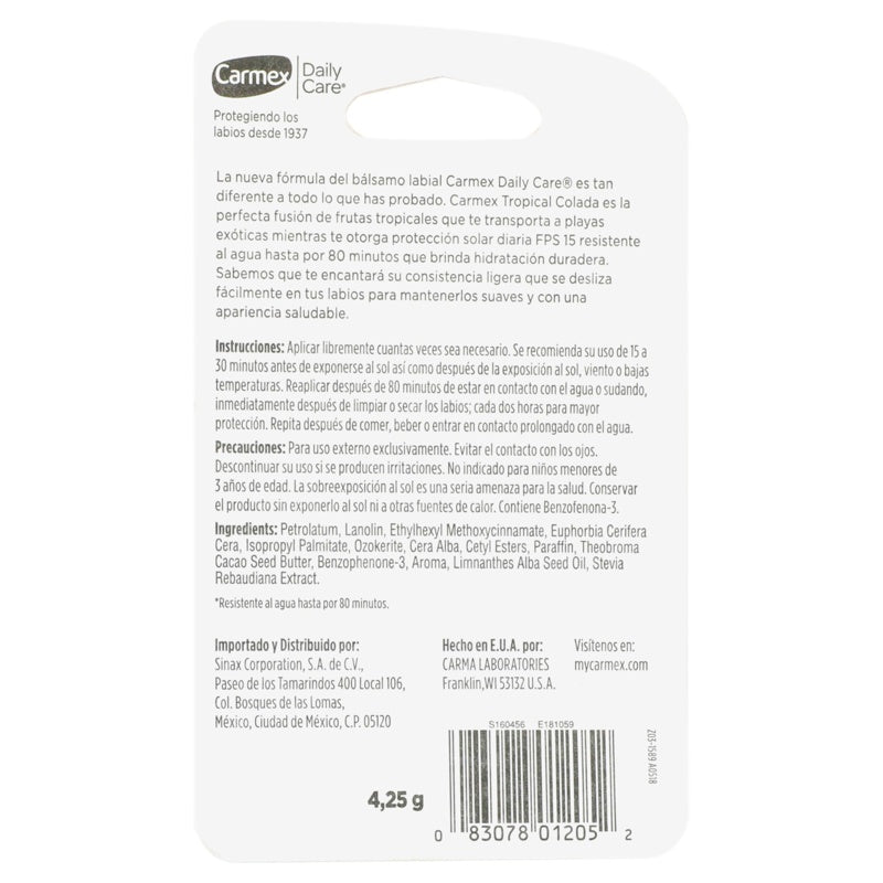 Pomada Labial Carmex Tropical Colada Fps 15