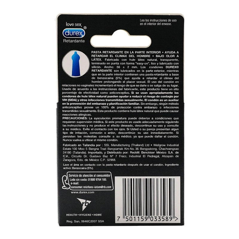 Preservativo Durex Retardante 3 Piezas 7501159033589 perfil 4