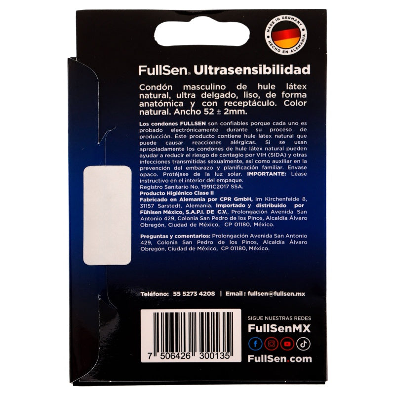 Preservativo Fullsen Ultrasensib Con 3S perfil 2
