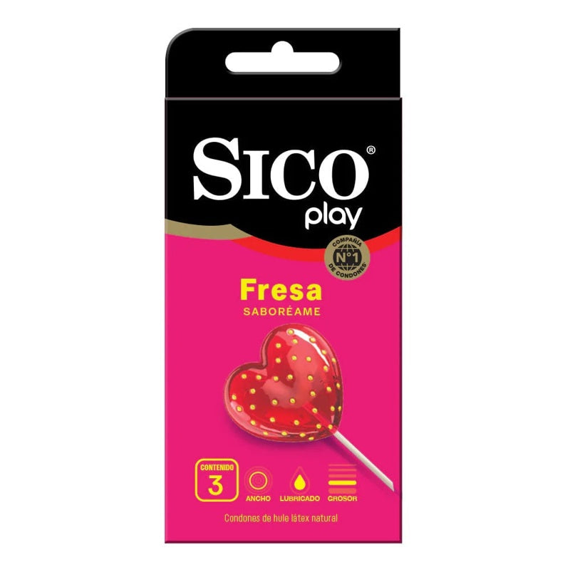 Preservativo Sico Play Fresa 3 Piezas