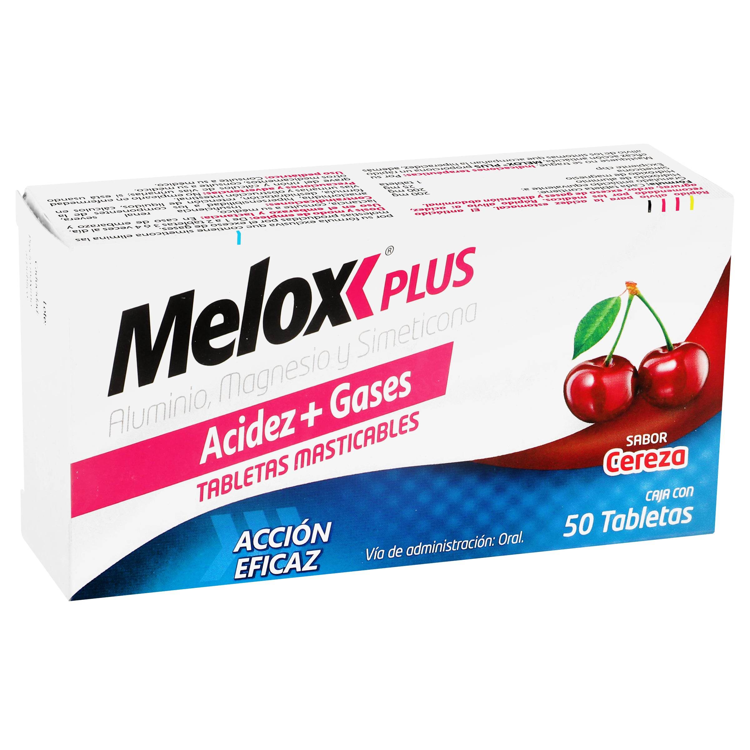 Melox Plus 200Mg Con 50 Tabletas (Aluminio/Magnesio/Simeticona) 7501165002890