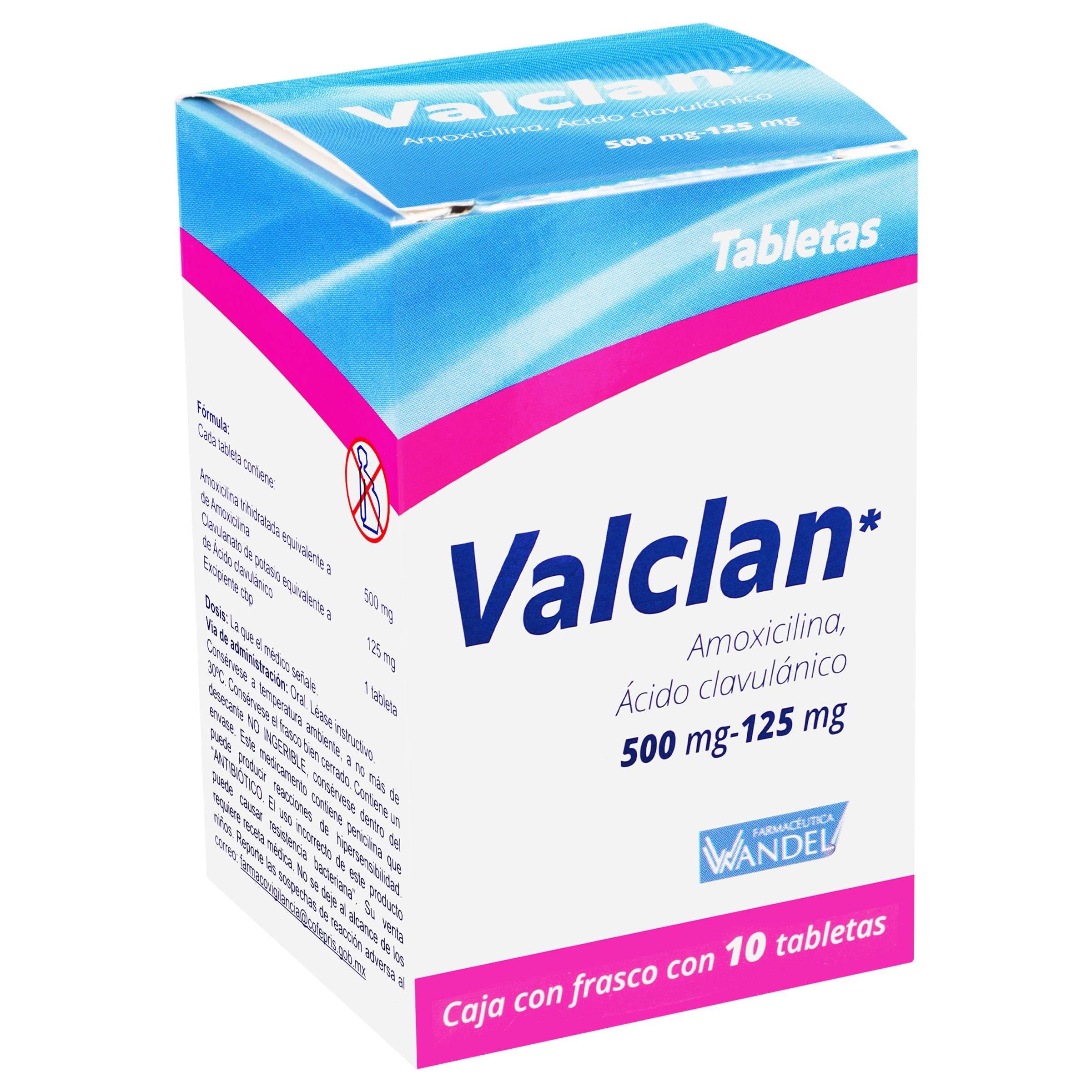 Valclan 500Mg/125Mg Con 10 Tabletas (Amoxicilina/Ac Clavulanico) 7503001007199