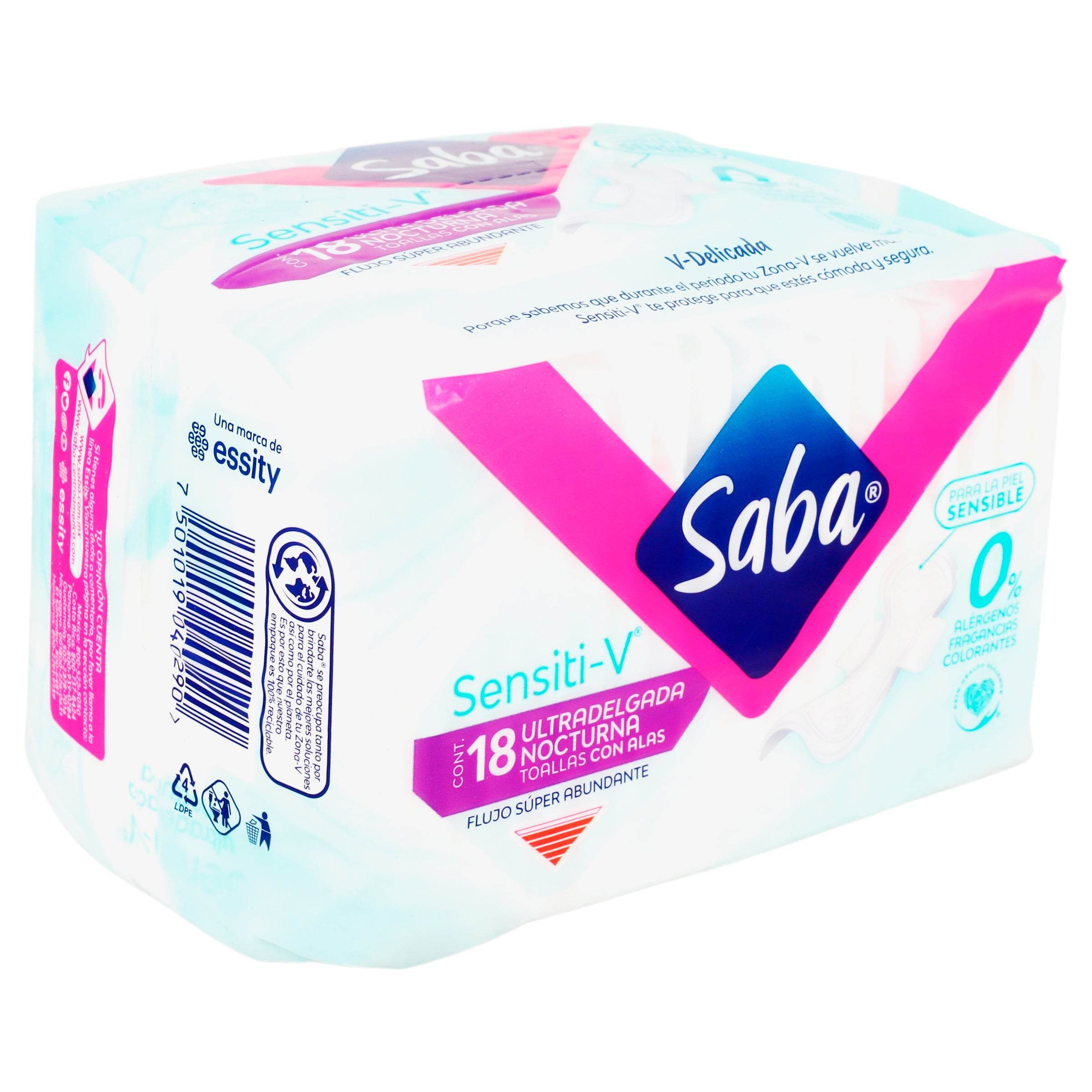 Toallas Saba Sensiti-V Nocturnas Con 18 7501019040290