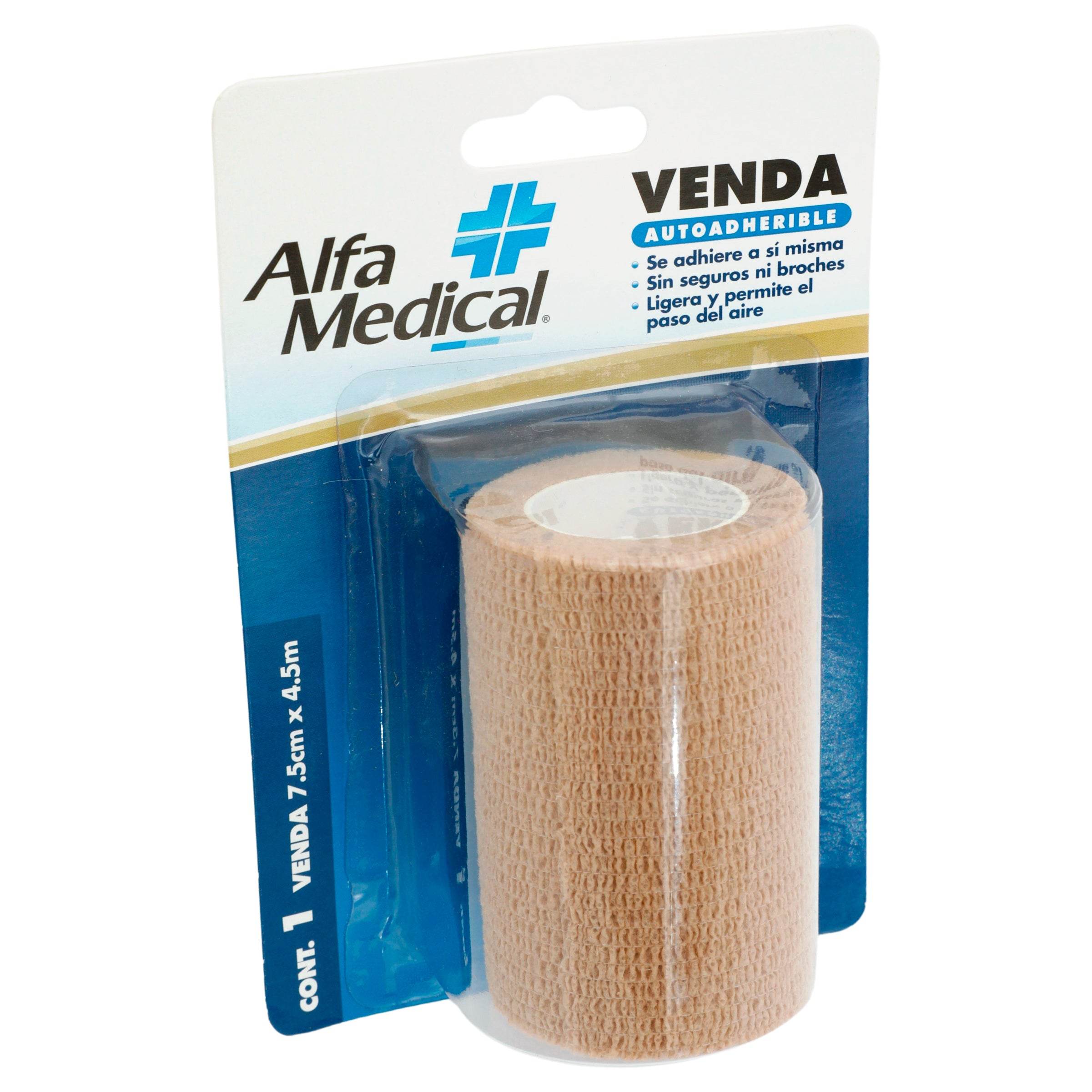 Venda Elí¡stica Autoadherible 7.5Cmx4.5M Alpha Piel 7503014279323