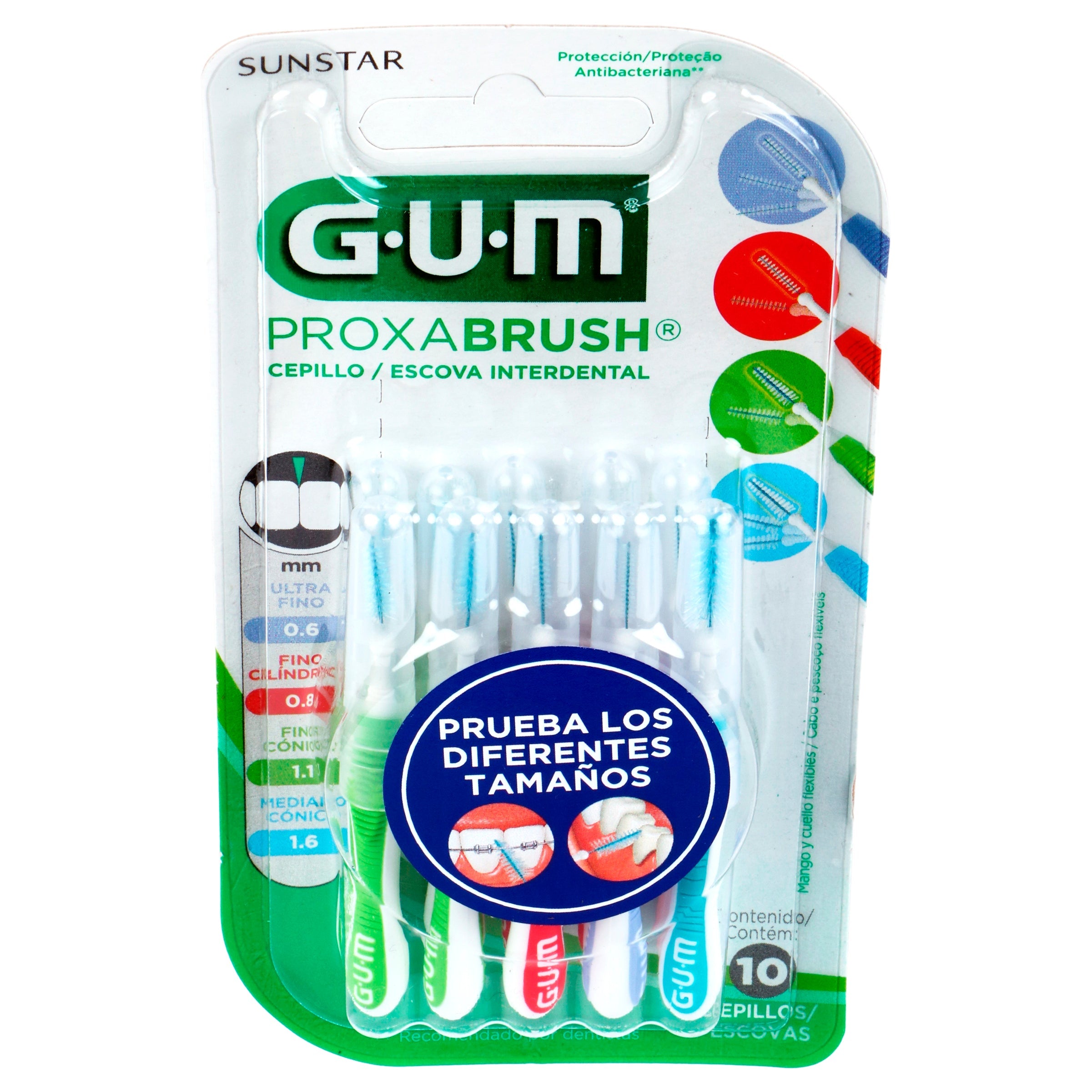 Cepillo Dental Gum Proxabru Interdental C/10 Piezas 7502235821250