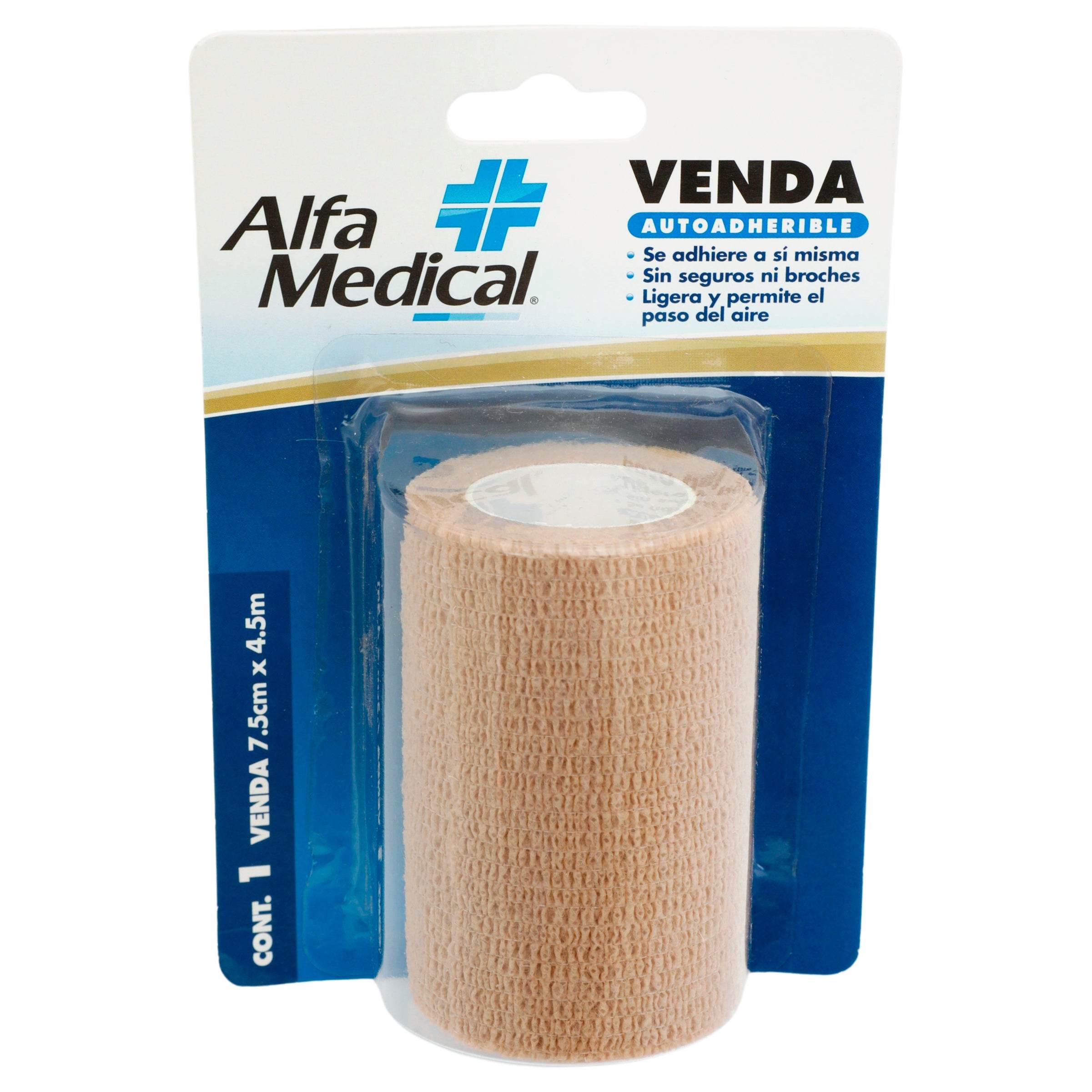 Venda Elí¡stica Autoadherible 7.5Cmx4.5M Alpha Piel 7503014279323