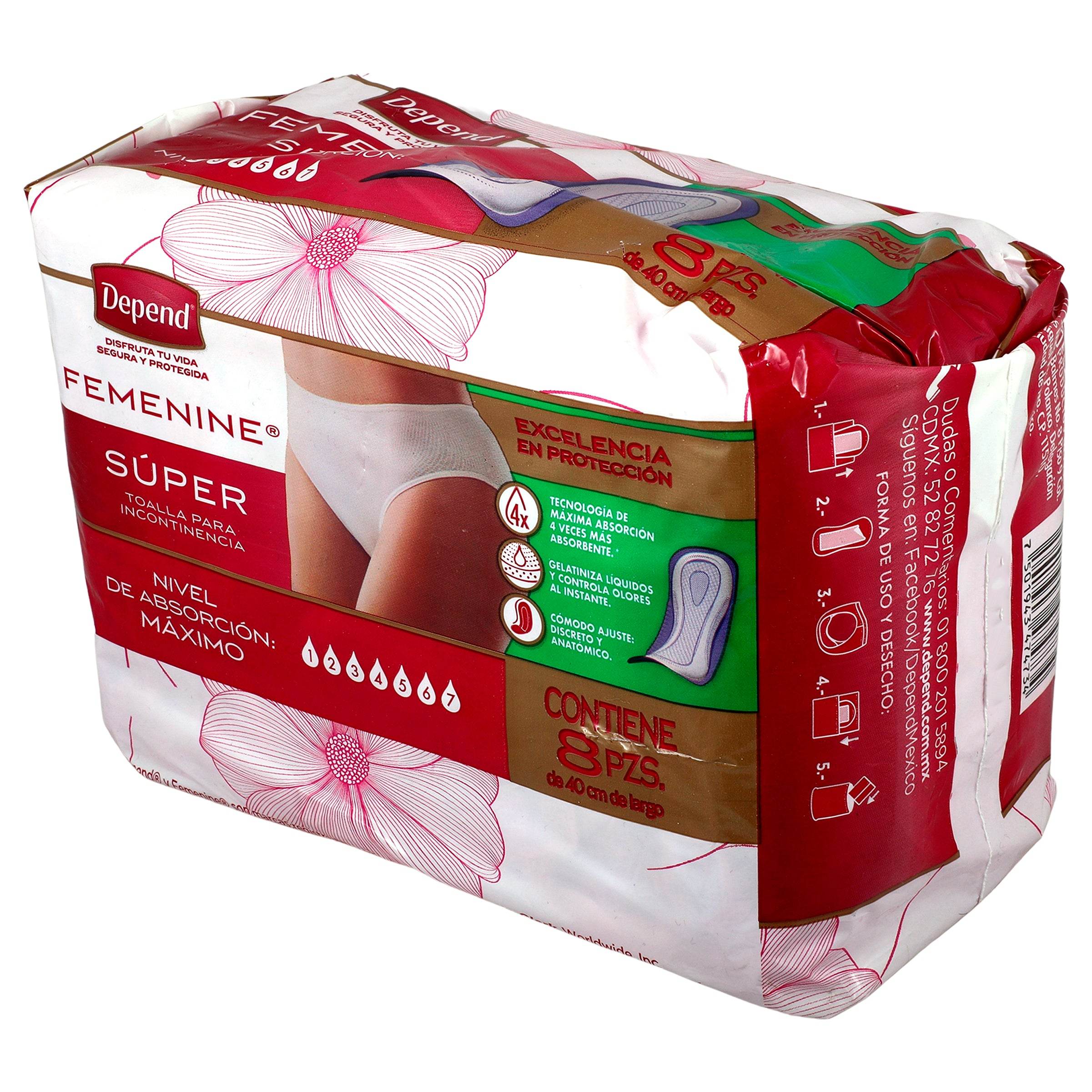 Toallas Depend Femenine Super Con 8 7501943474734