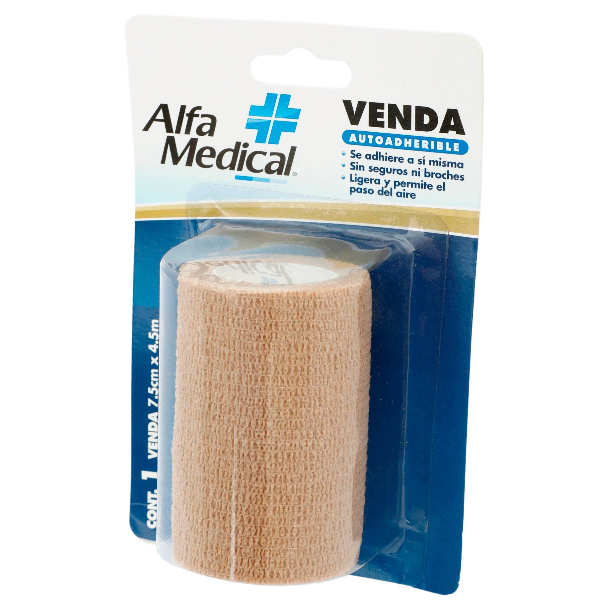 Venda Elí¡stica Autoadherible 7.5Cmx4.5M Alpha Piel 7503014279323