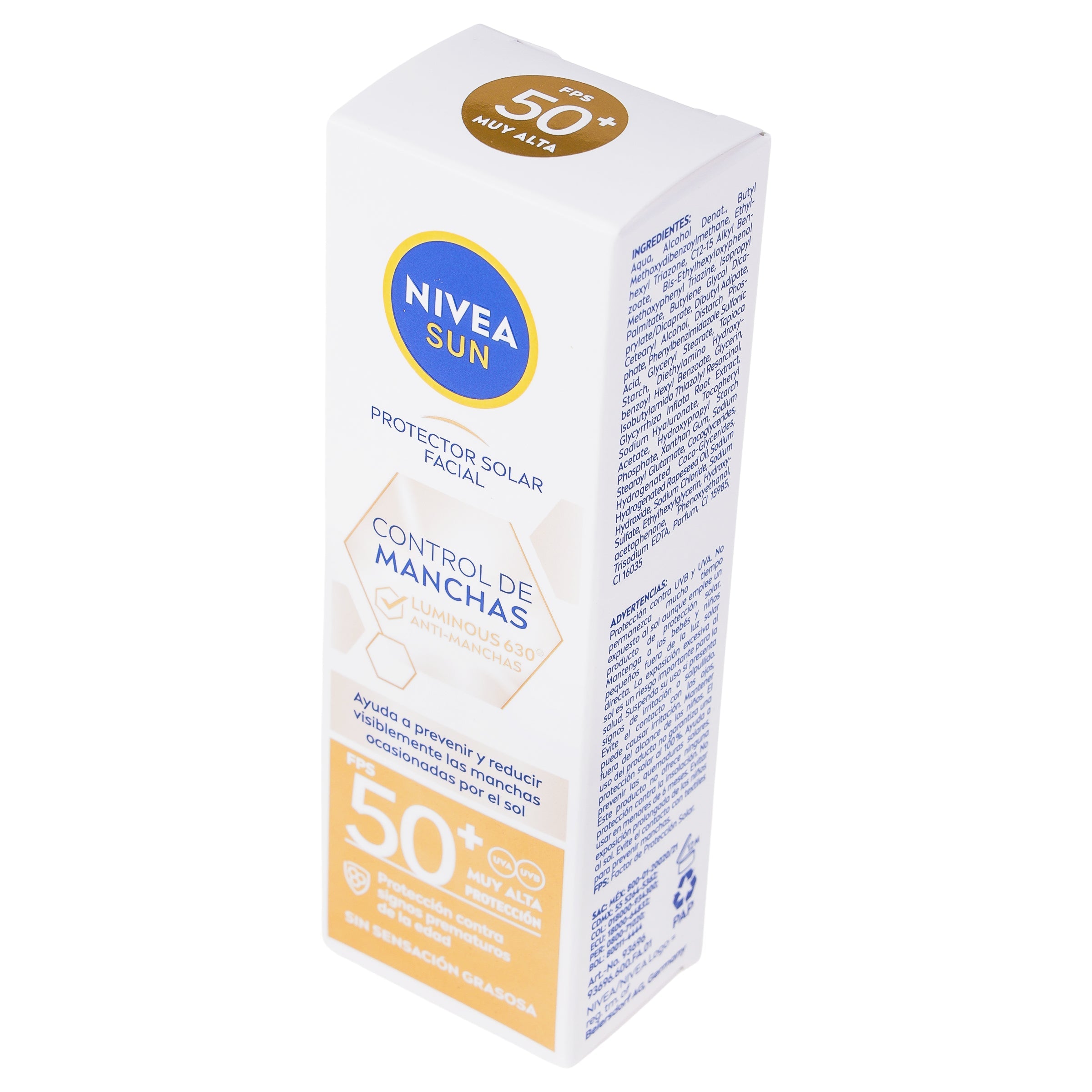 Bloqueador Nivea Sun Control De Manchas Luminous 630 Fps 50 40 Ml 4006000064918