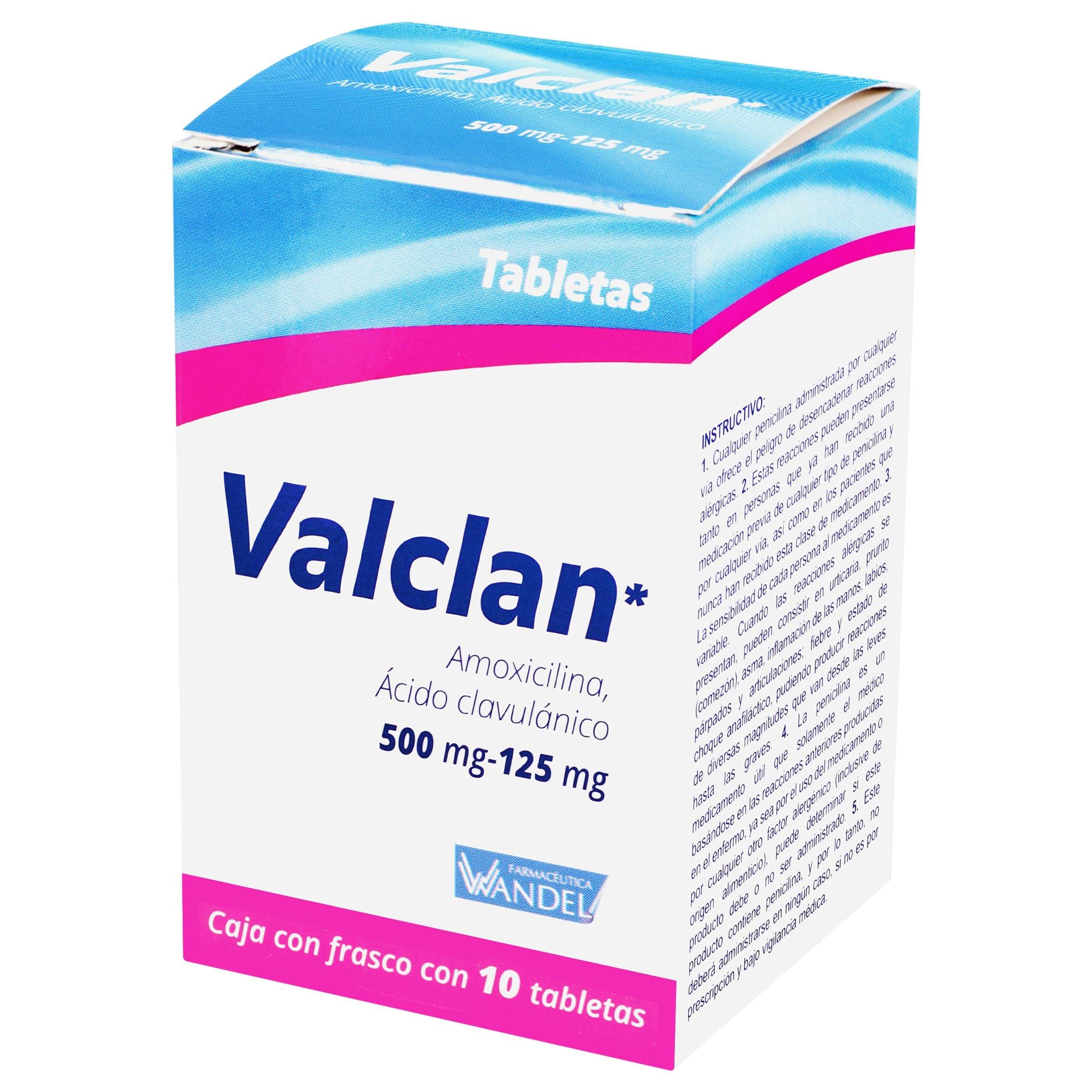 Valclan 500Mg/125Mg Con 10 Tabletas (Amoxicilina/Ac Clavulanico) 7503001007199