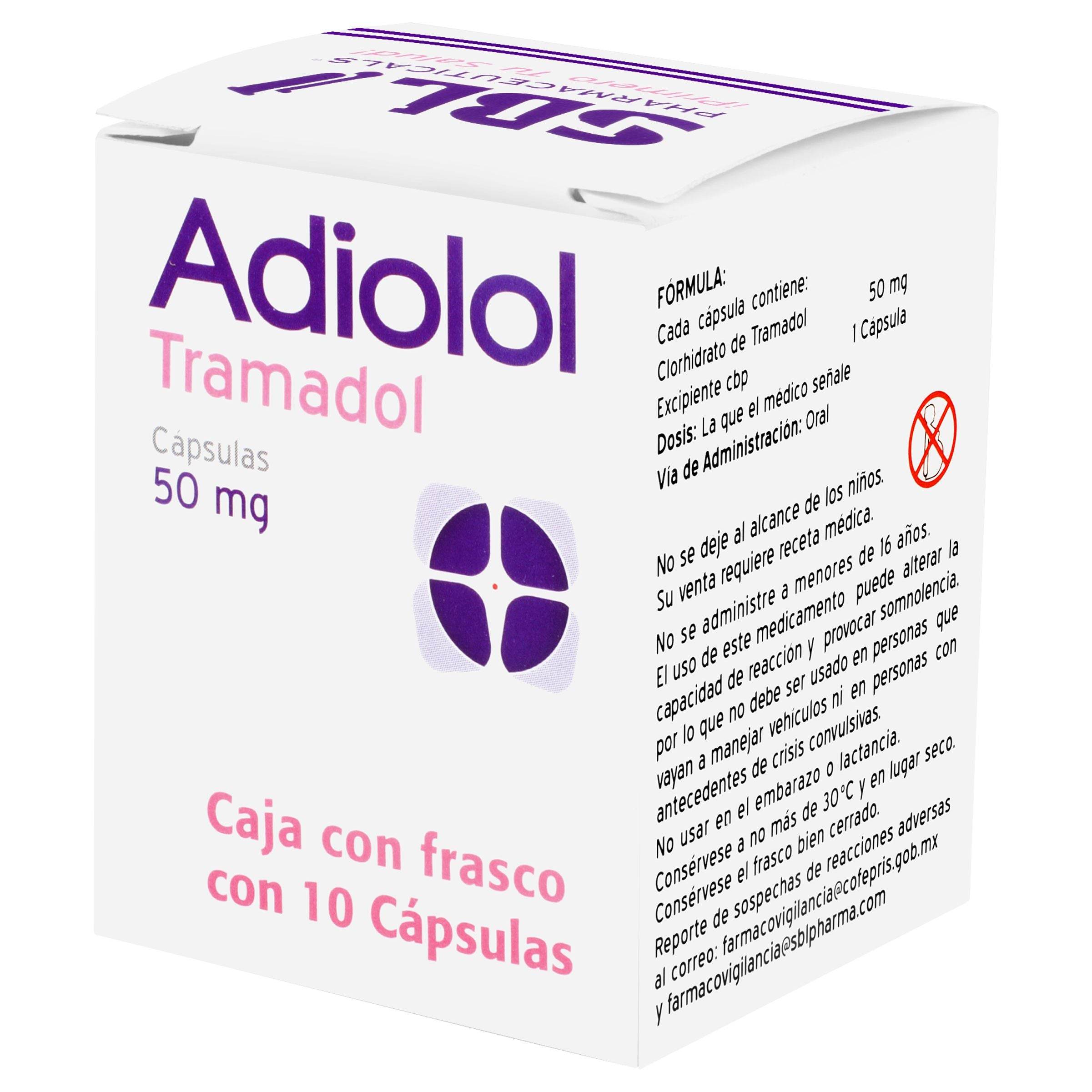 Adiolol 50Mg Con 10 Capsulas (Tramadol) 725742761971