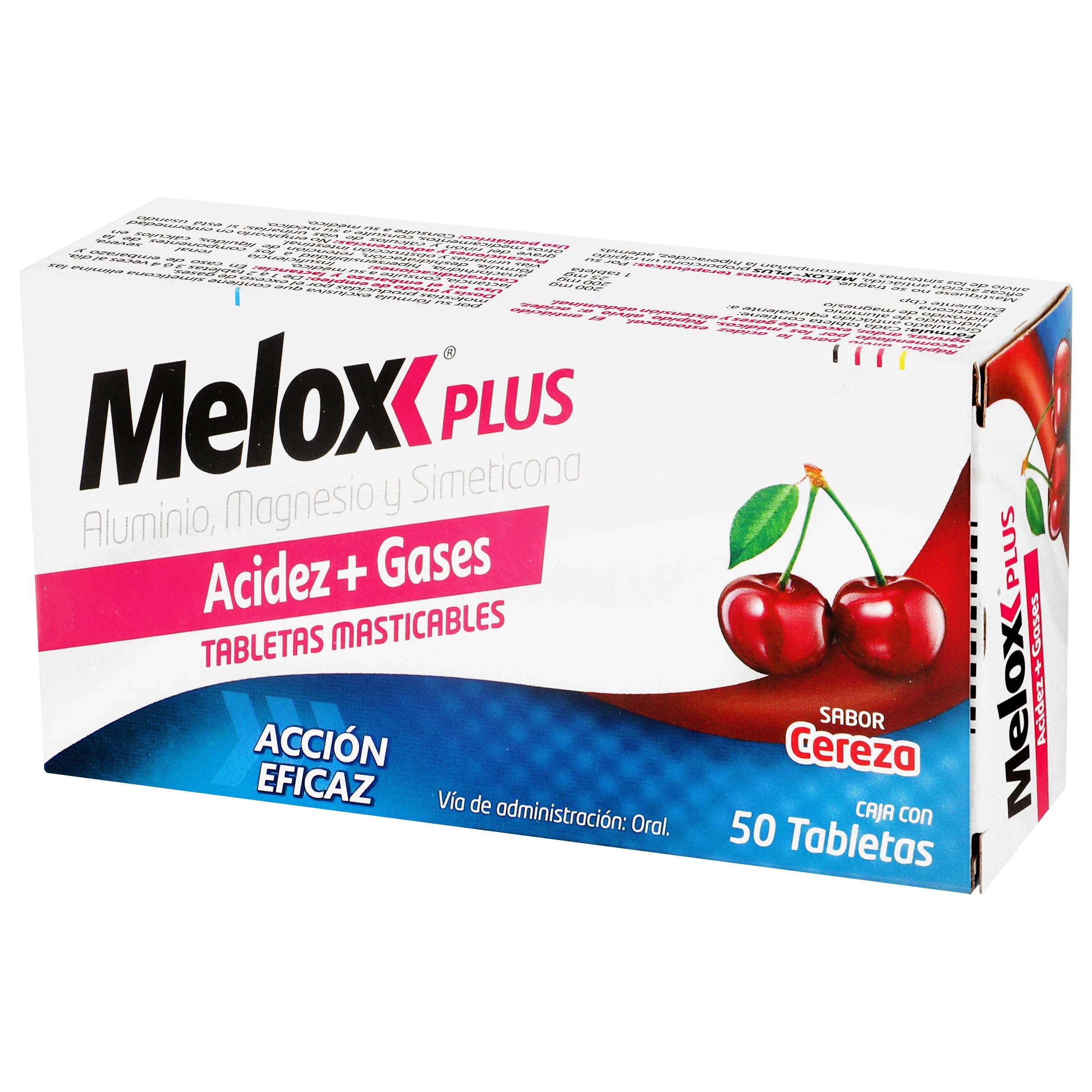 Melox Plus 200Mg Con 50 Tabletas (Aluminio/Magnesio/Simeticona) 7501165002890