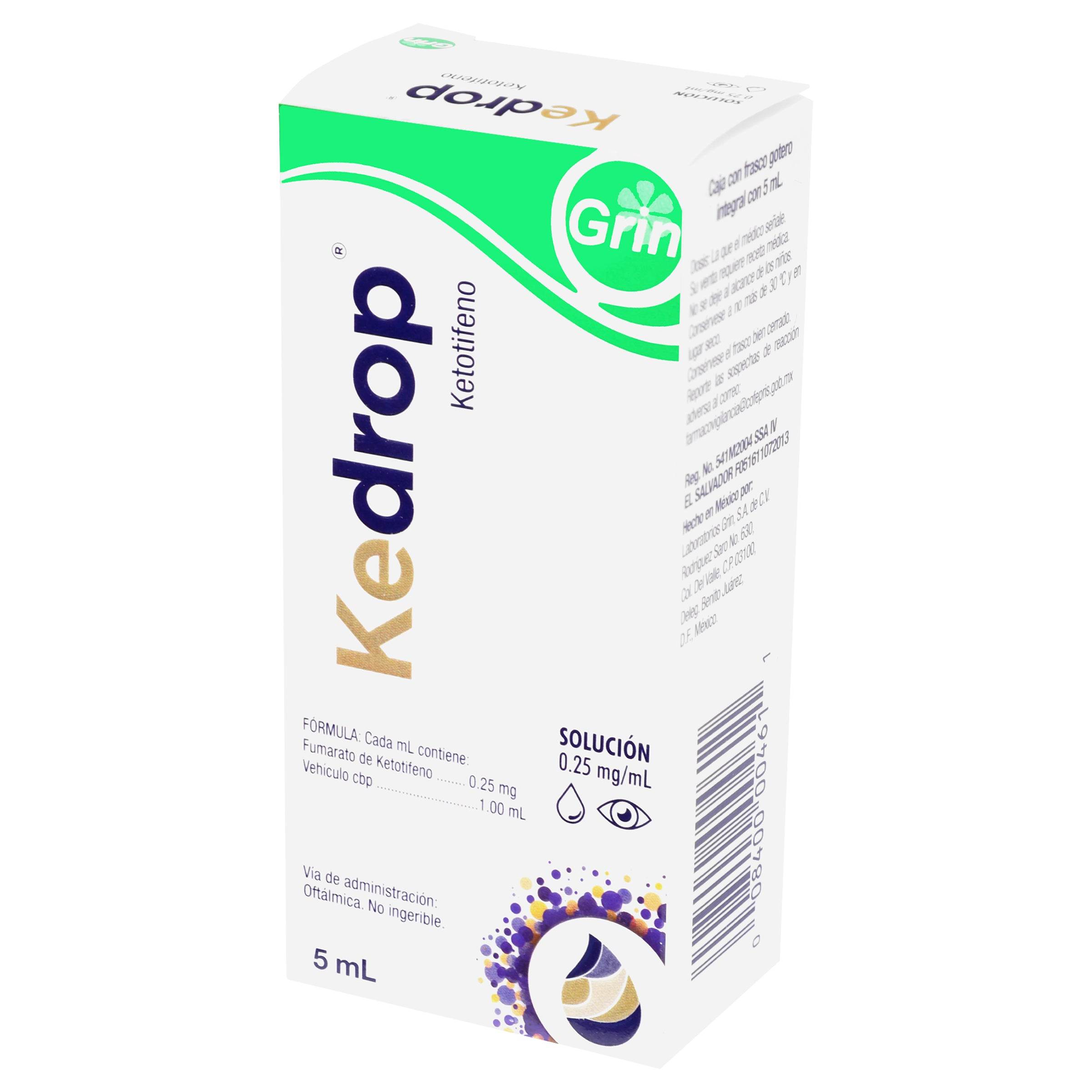 Kedrop (Ketotifeno) Solución Oft 0.025Mg 5Ml 8400004611