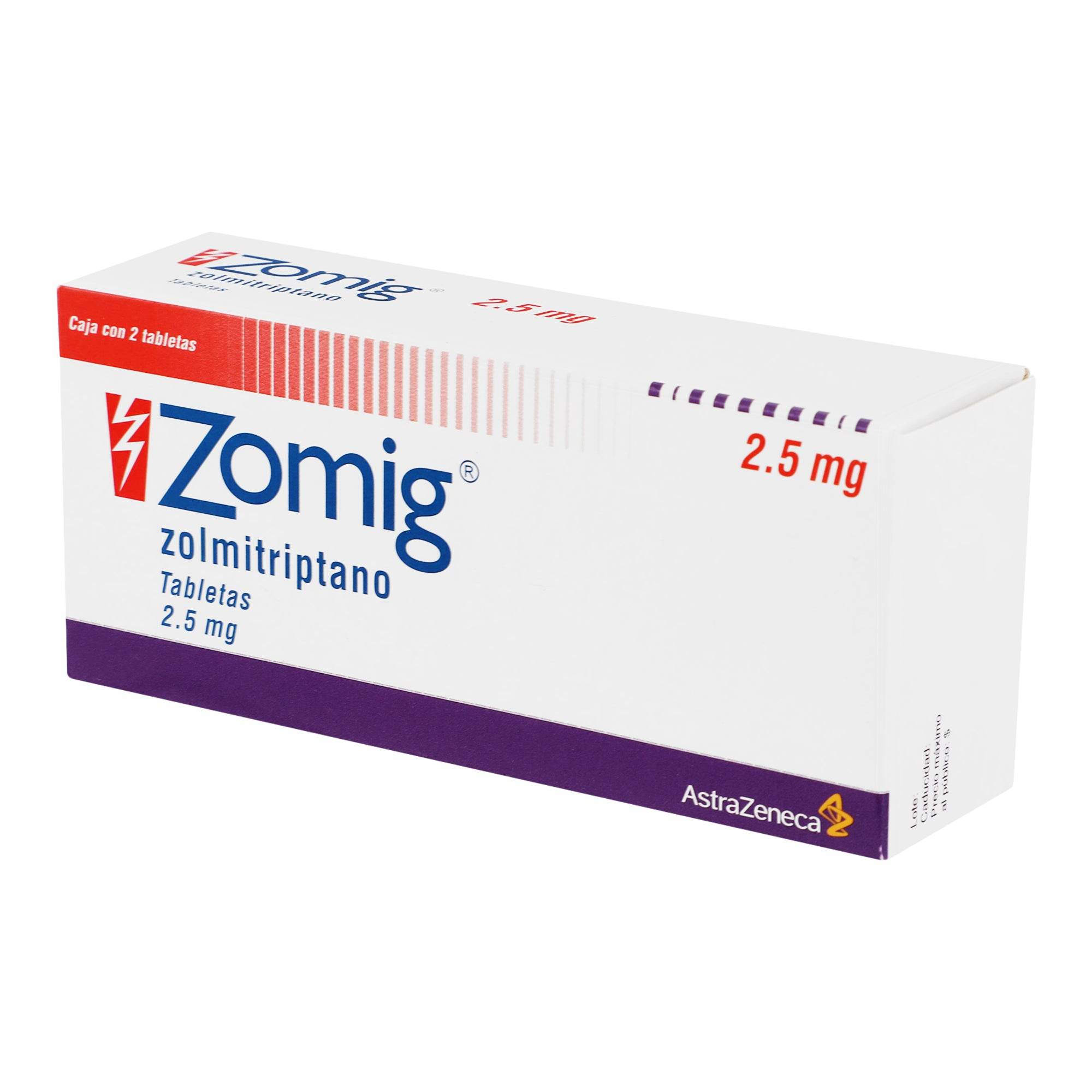 Zomig (Zomitriptilano) Tabletas 2.5Mg Con 2 7501324403520
