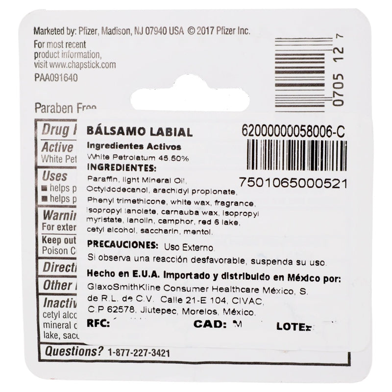 Protector Labial Chap Stick Cza 4.2 G