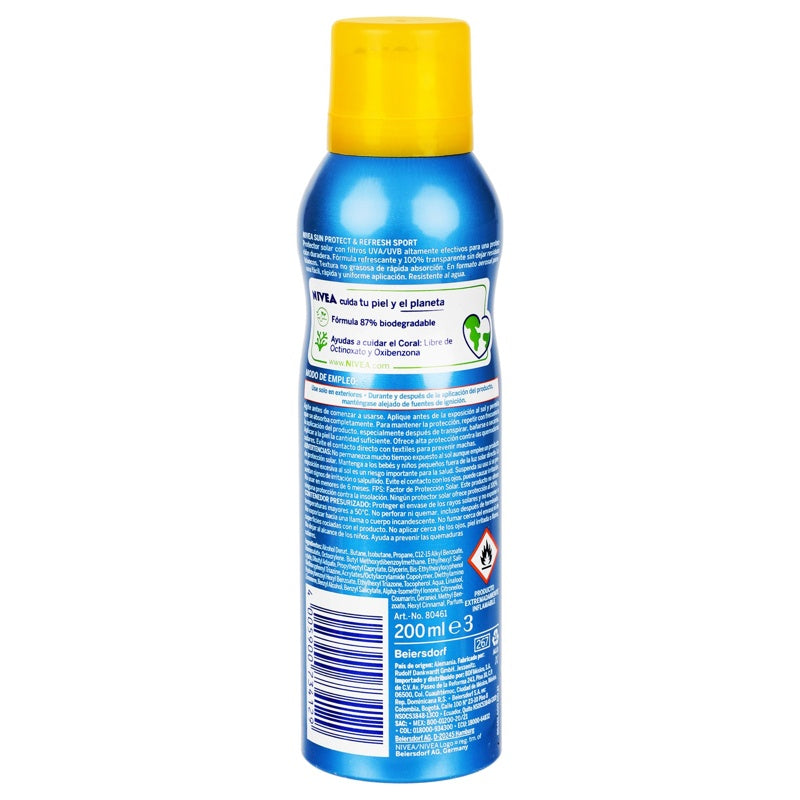 Protector Solución Ar Nivea Sun Refresh Sport Fps 50 + 200 Ml Spray