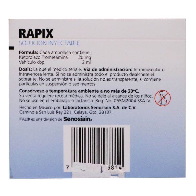 Rapix 30 Mg / 2 Ml 2 Ml 3 Ampolletas 7501314703814 perfil 3
