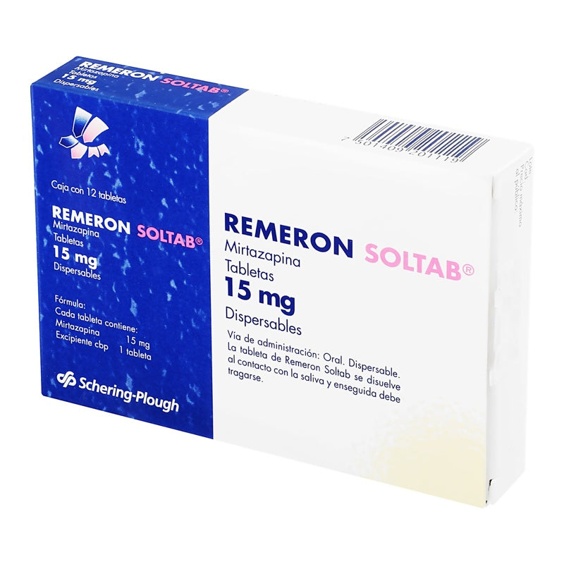 Remeron Solución Tabletas 15 Mg Con 12 Tabletas