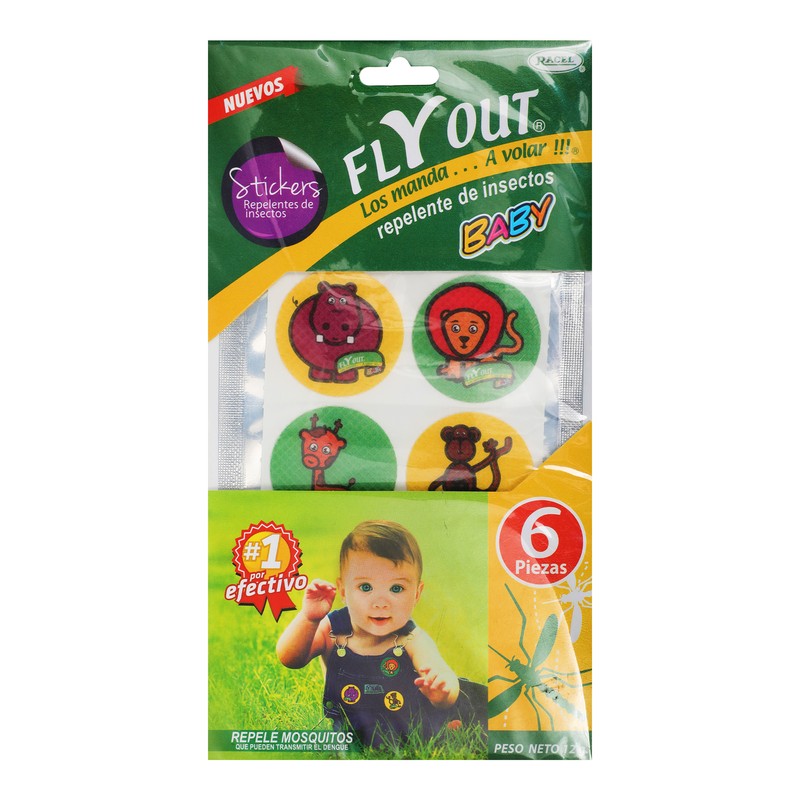Repelente Stickers Flyout Baby 6 Piezas 7501044210095