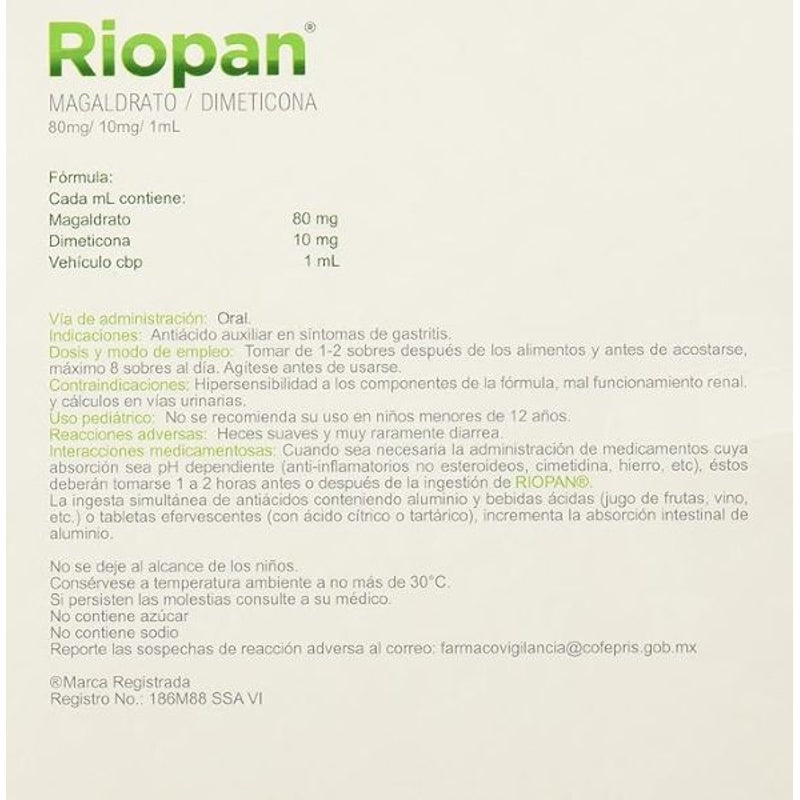Riopan 8 / 1 / Gr / 100 Ml 10 Ml 20 Sobres Gel