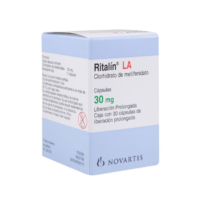 Ritalin La 30 Mg Con 30 Capsulas Liberación Prolongada