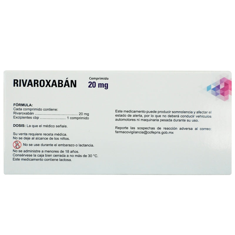 Rivaroxabán 20 Mg Con 28 Comprimidos Maver perfil 3