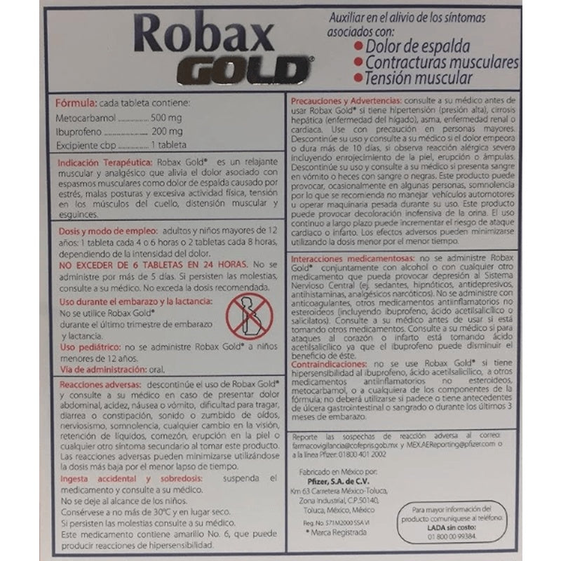 Robax Gold 500 / 200 Mg Con 24 Tabletas 2529