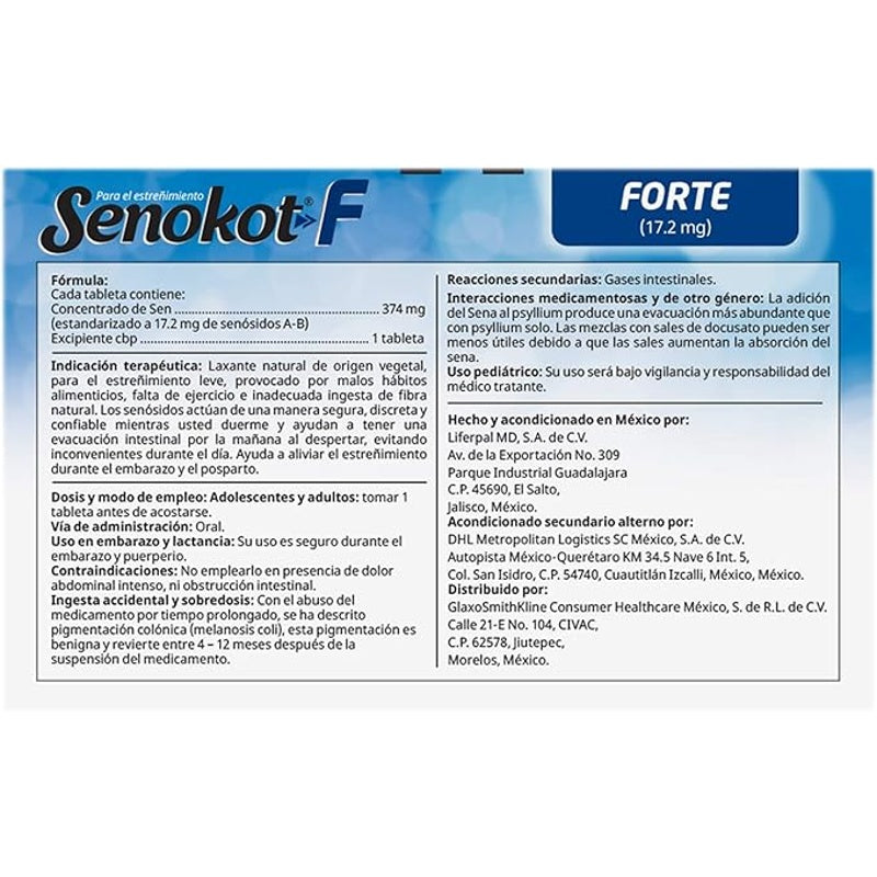 Senokot F 17.2 Mg Con 30 Tabletas 4822