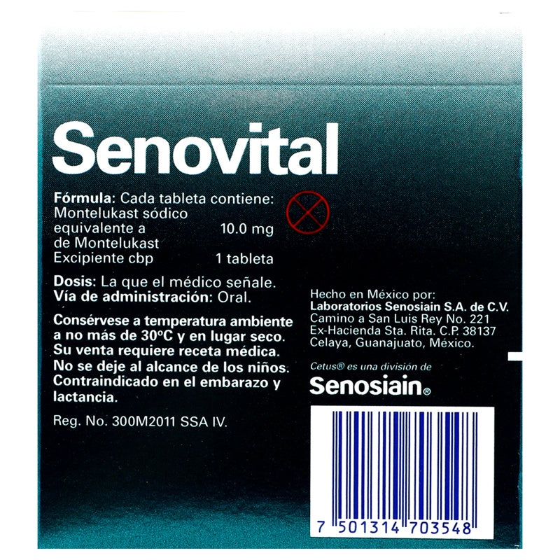 Senovital 10 Mg Con 30 Tabletas