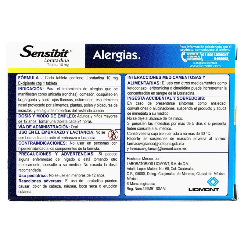 Sensibit 10 Mg Con 120 Tabletas