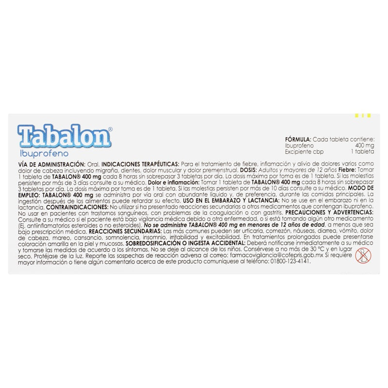 Tabalon 400 Mg Con 20 Tabletas