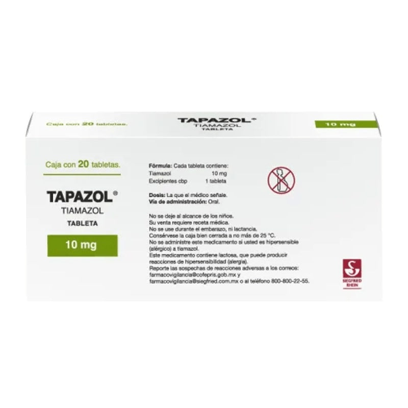 Tapazol 10 Mg Con 20 Tabletas