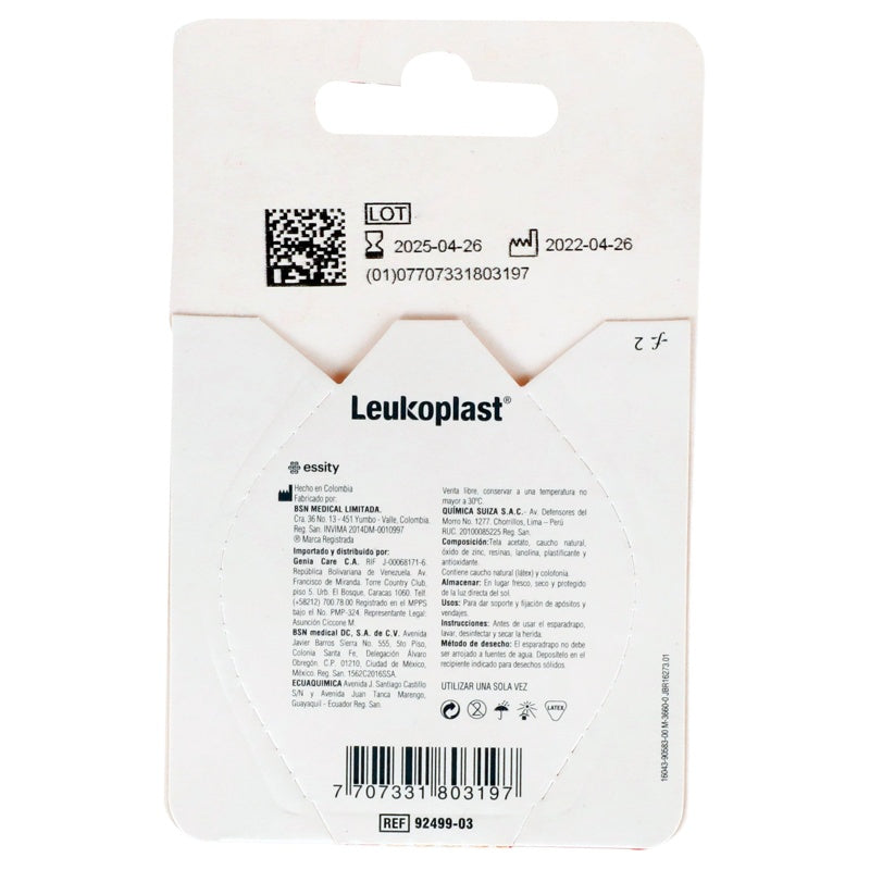 Telaadhesiva Leukopla 1.25Cmx4.57M Piezas