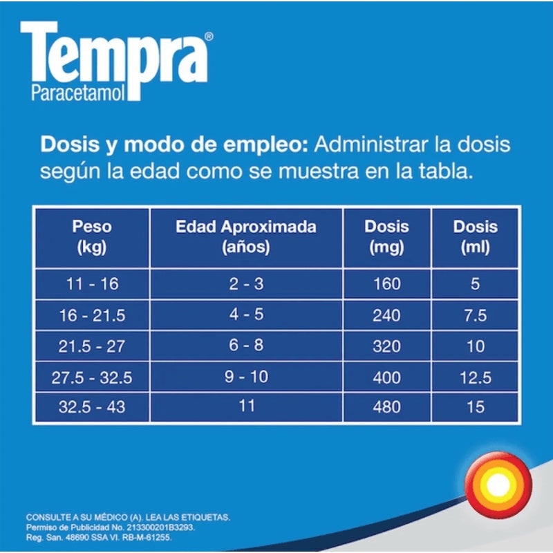 Tempra Infantil 160 Mg / 5 Ml 120 Ml Jarabe