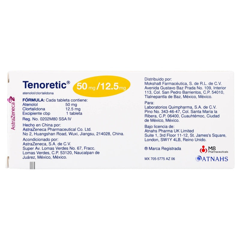 Tenoretic 50 / 12.5 Mg Con 28 Tabletas 8298 5056227208298 perfil 7