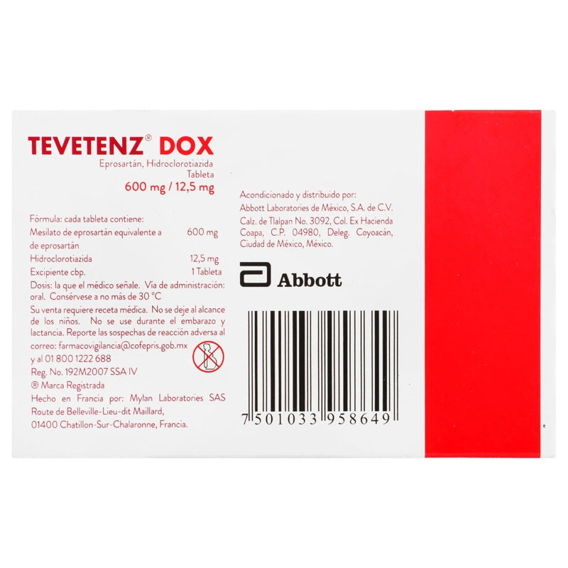 Tevetenz Dox 600 / 12.5 Mg Con 28 Tabletas