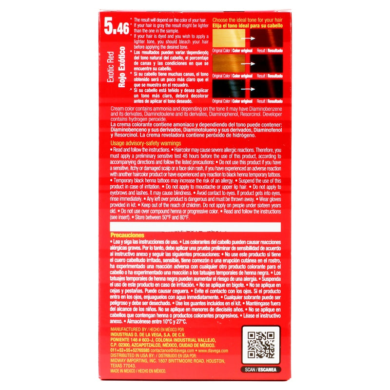 Tinte Crema D La Vega Rojo Exotic 5.46 7501289903028 perfil 5