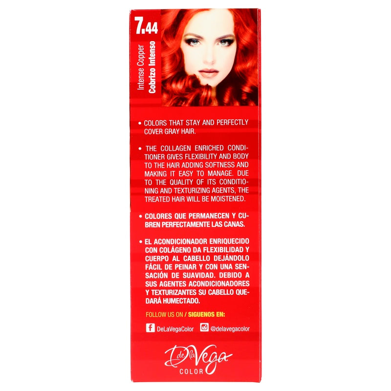 Tinte Crema D La Vega Rubio Cobrizo Intenso 7.44 7501289901536 perfil 7