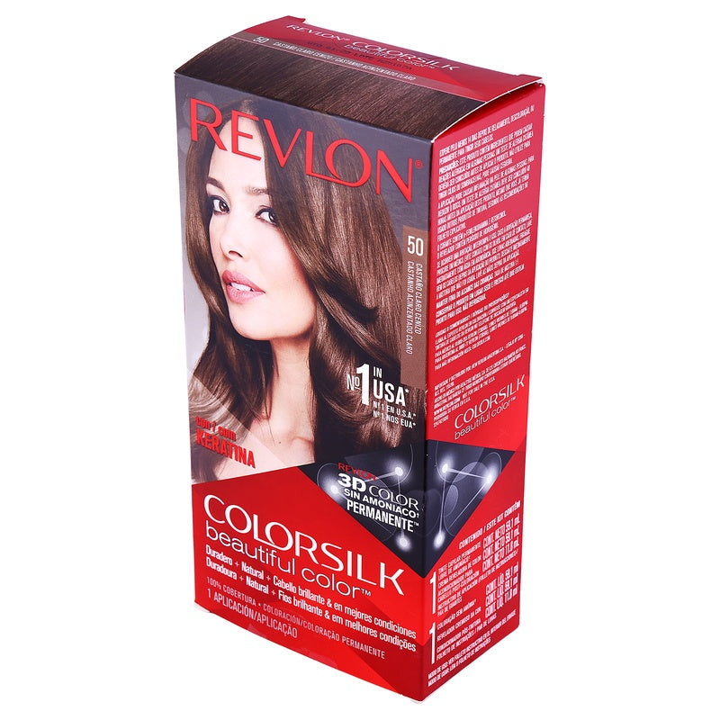 Tinte Revlon Colorsilk Castaño Claro Cenizo T-50 309978695509