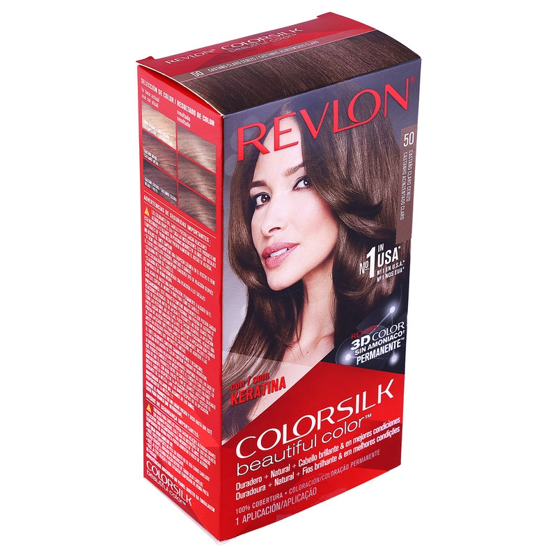 Tinte Revlon Colorsilk Castaño Claro Cenizo T-50 309978695509 perfil 3