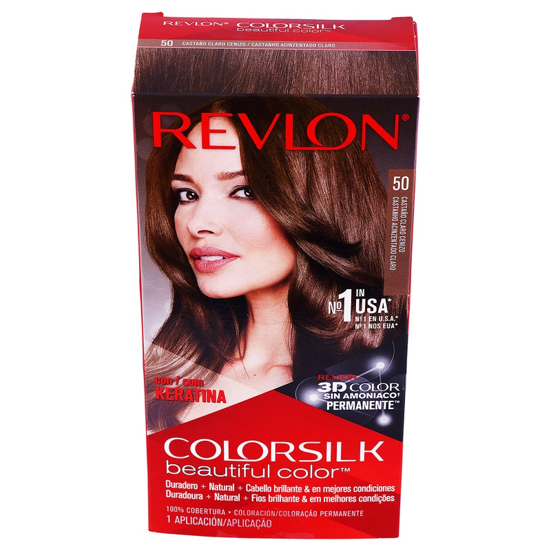 Tinte Revlon Colorsilk Castaño Claro Cenizo T-50 309978695509 perfil 4