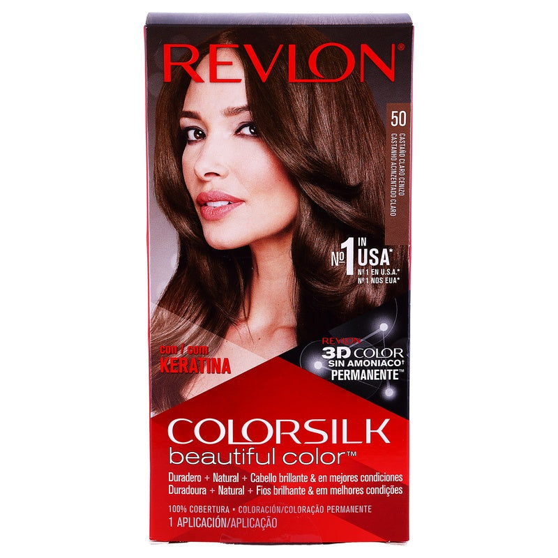 Tinte Revlon Colorsilk Castaño Claro Cenizo T-50 309978695509 perfil 8