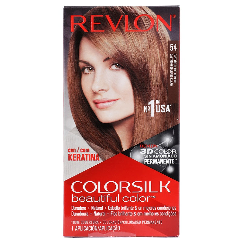 Tinte Revlon Colorsilk Castaño Claro Dorado T-54 309978695547 perfil 2