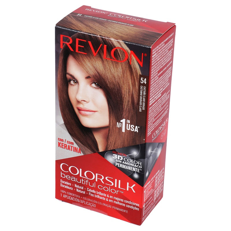 Tinte Revlon Colorsilk Castaño Claro Dorado T-54 309978695547 perfil 4