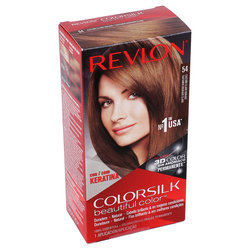 Tinte Revlon Colorsilk Castaño Claro Dorado T-54 309978695547 perfil 5