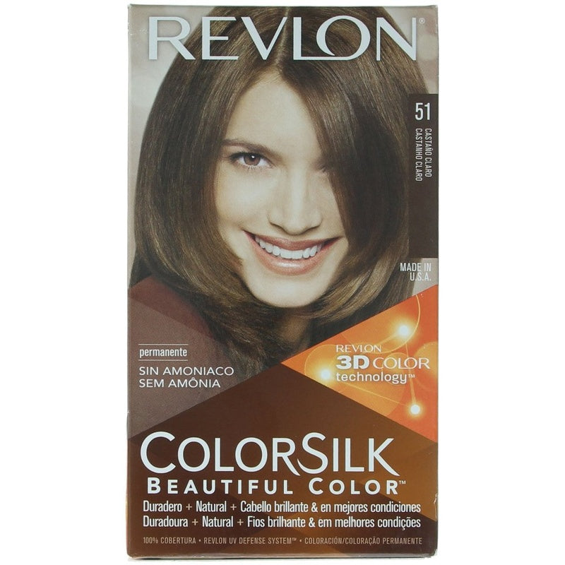 Tinte Revlon Colorsilk Castaño Claro T-51 130 Ml 309978695516