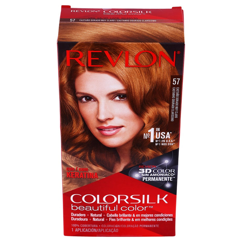 Tinte Revlon Colorsilk Castaño Dorado Gold T-57 309978456575