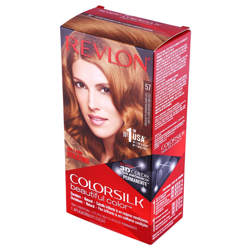 Tinte Revlon Colorsilk Castaño Dorado Gold T-57 309978456575 perfil 3