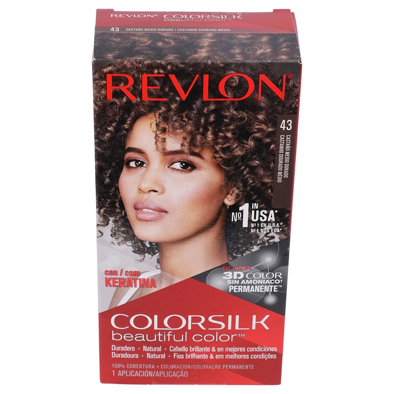 Tinte Revlon Colorsilk Castaño Mediano Dorado T-43 309978695431