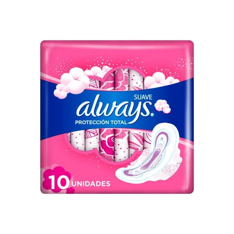 Toallas Sanitarias Always Suave Flujo Abundante 10 Pads 7506195178133
